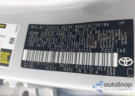 2024 Toyota Corolla Se from USA, damaged, VIN 5YFS4MCE5RP192319